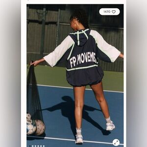 Free People movement Care FP Like The Wind Logo Jacket. NWT. Navy combo